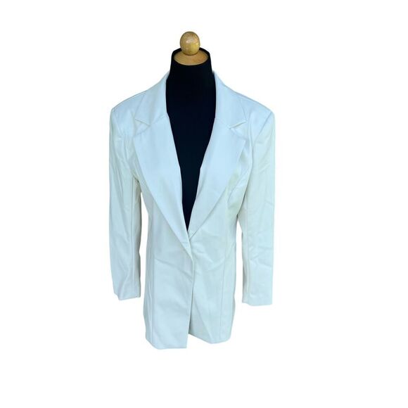 S’EDGE FAUX LEATHER WHITE JACKET BLAZER SIZE SMALL - Picture 6 of 9